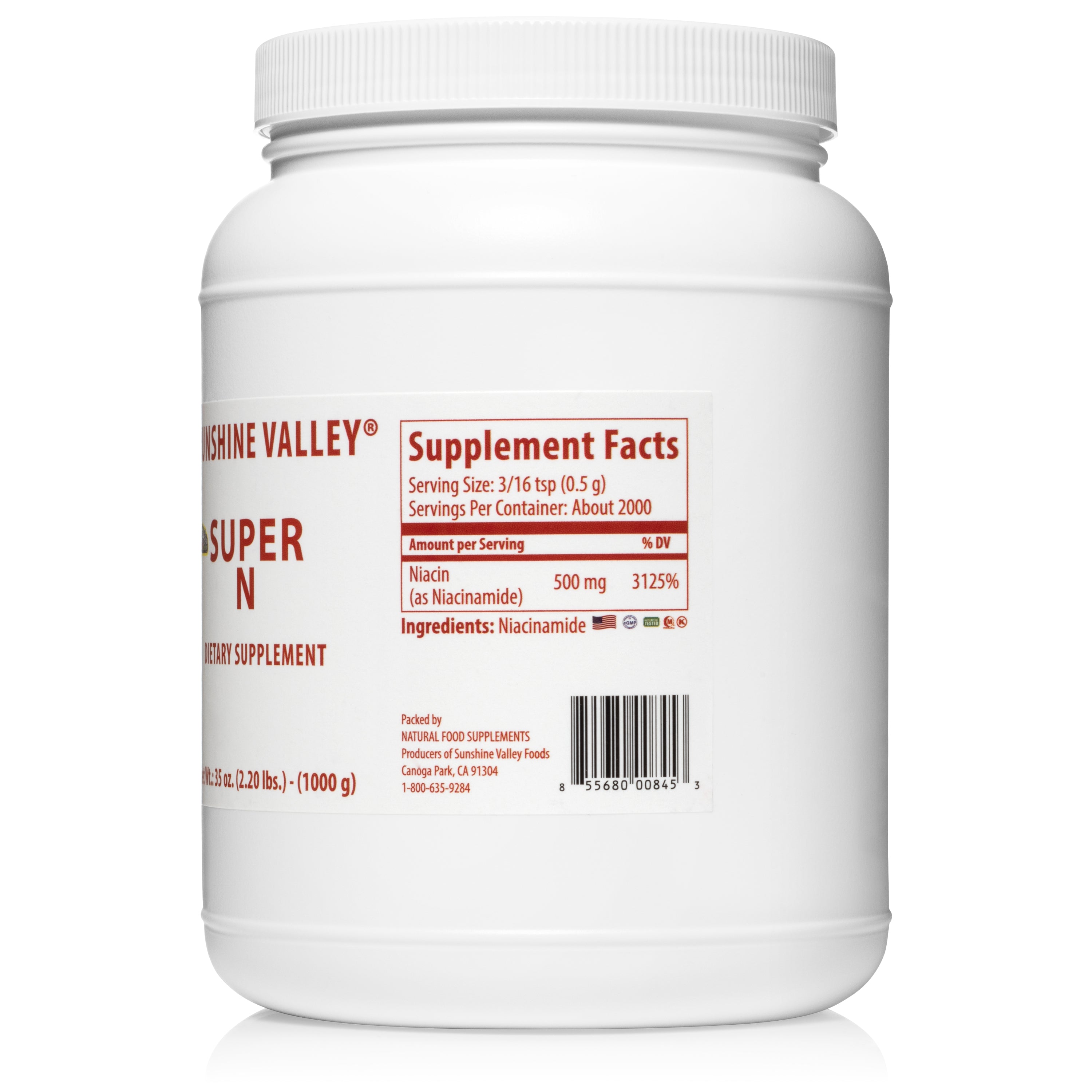 Super N Vitamin B3 Powder – 35oz (1KILO)